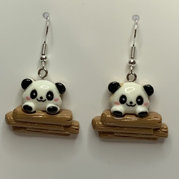 Panda Earring, Panda Bear Jewelry, Gift, Panda Jewelry, Silly Animal Earring - Picture 2 of 9